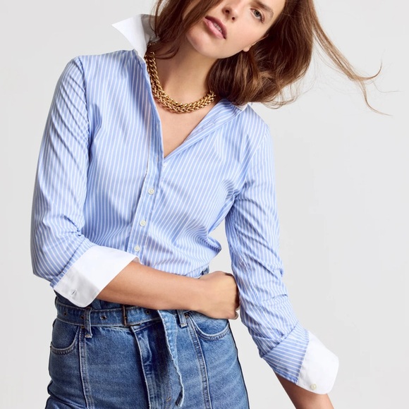 The Bar Tops - The Bar The Icon Shirt in Stripe - Blue